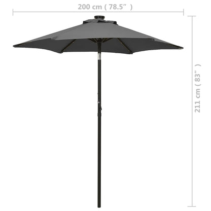 Garden Parasol with LED Lights Anthracite 200x211 cm Aluminium