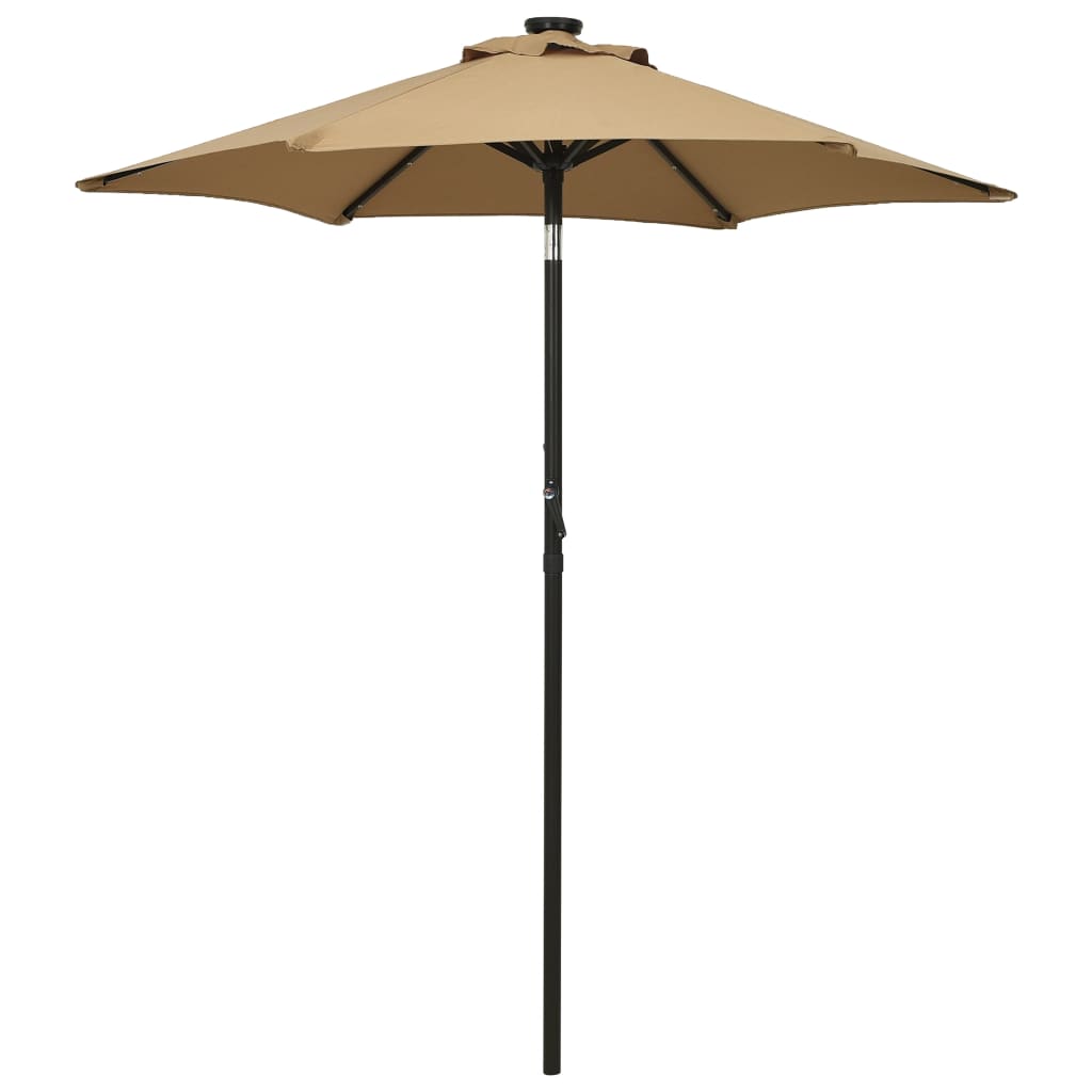 Garden Parasol with LED Lights Taupe 200x211 cm Aluminium