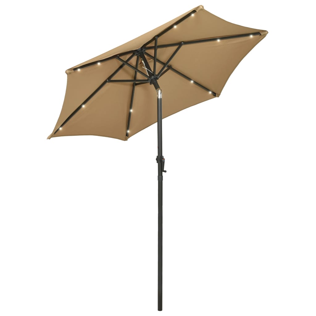 Garden Parasol with LED Lights Taupe 200x211 cm Aluminium