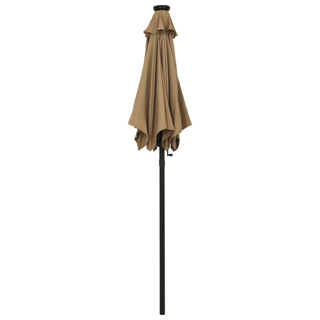 Garden Parasol with LED Lights Taupe 200x211 cm Aluminium