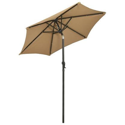 Garden Parasol with LED Lights Taupe 200x211 cm Aluminium