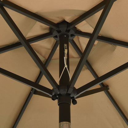 Garden Parasol with LED Lights Taupe 200x211 cm Aluminium