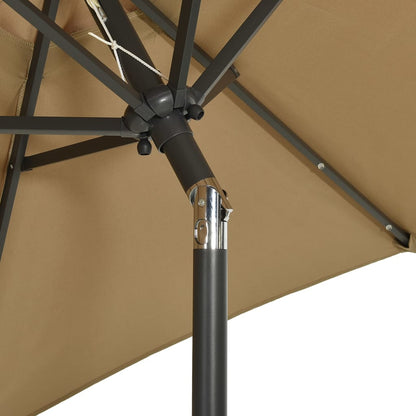 Garden Parasol with LED Lights Taupe 200x211 cm Aluminium