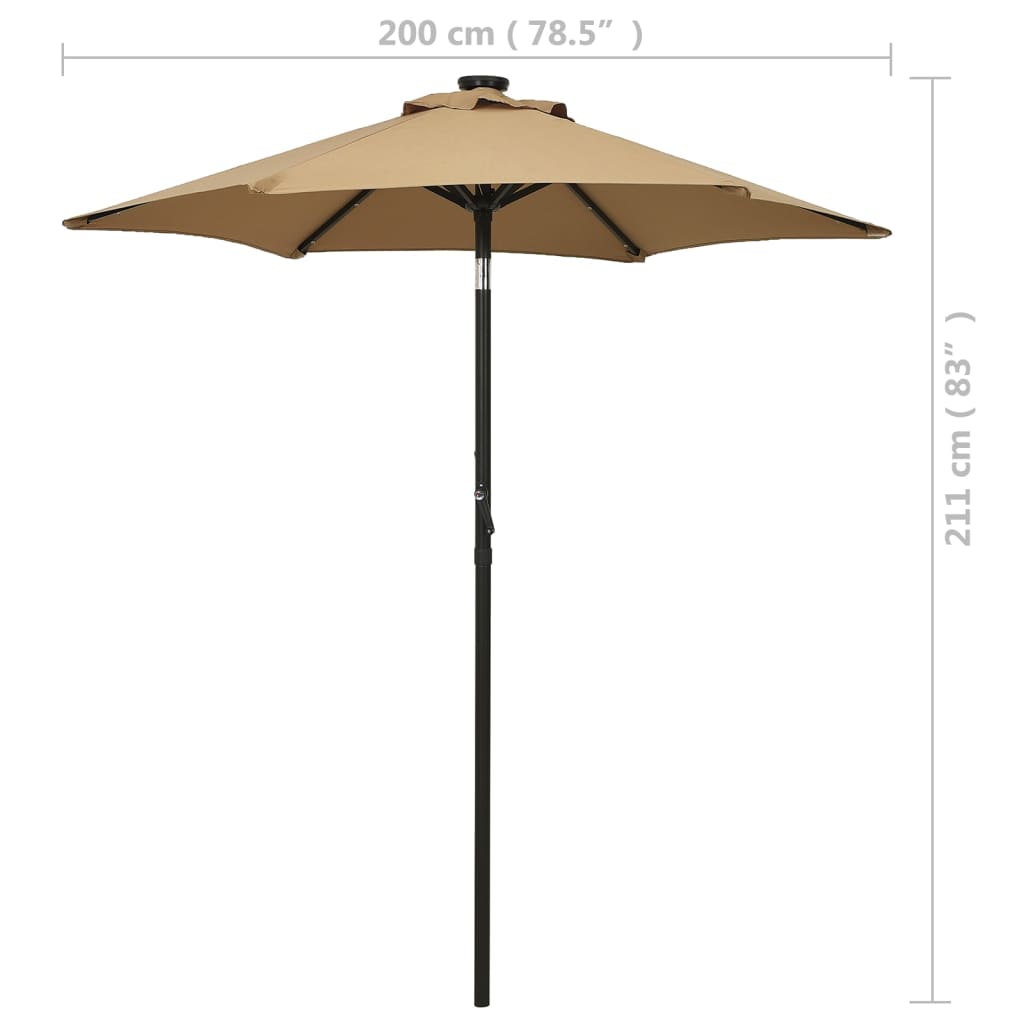 Garden Parasol with LED Lights Taupe 200x211 cm Aluminium