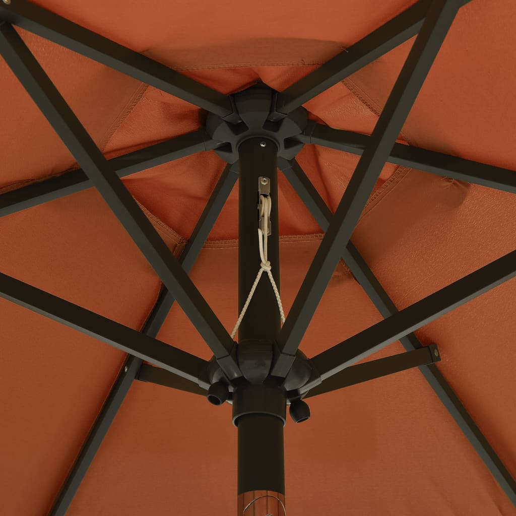 Garden Parasol with LED Lights Terracotta 200x211 cm Aluminium