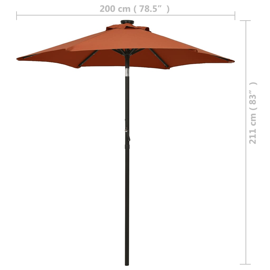 Garden Parasol with LED Lights Terracotta 200x211 cm Aluminium