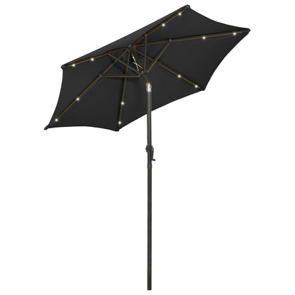 Parasol with LED Lights Black 200x211 cm Aluminium