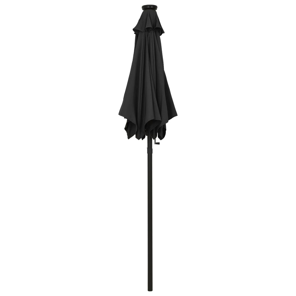 Parasol with LED Lights Black 200x211 cm Aluminium