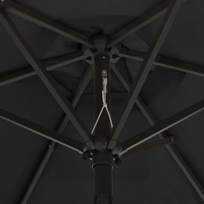 Parasol with LED Lights Black 200x211 cm Aluminium