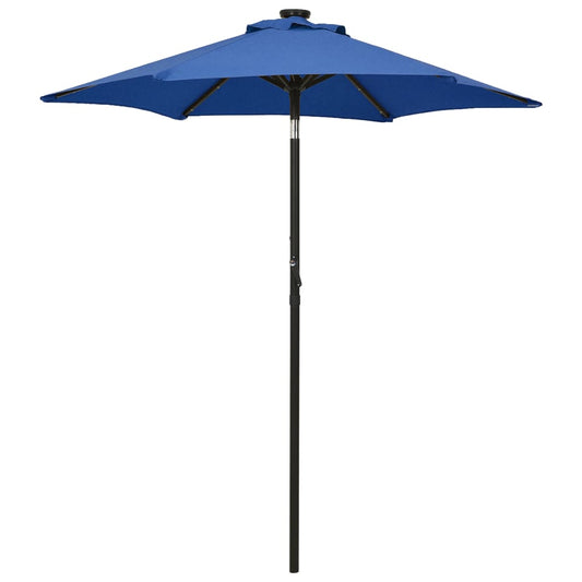 Parasol with LED Lights Azure Blue 200x211 cm Aluminium