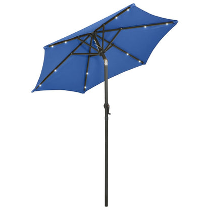 Parasol with LED Lights Azure Blue 200x211 cm Aluminium