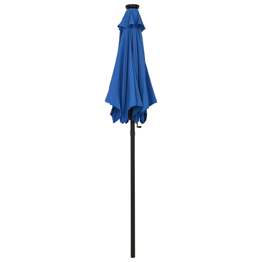 Parasol with LED Lights Azure Blue 200x211 cm Aluminium