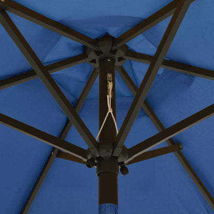 Parasol with LED Lights Azure Blue 200x211 cm Aluminium