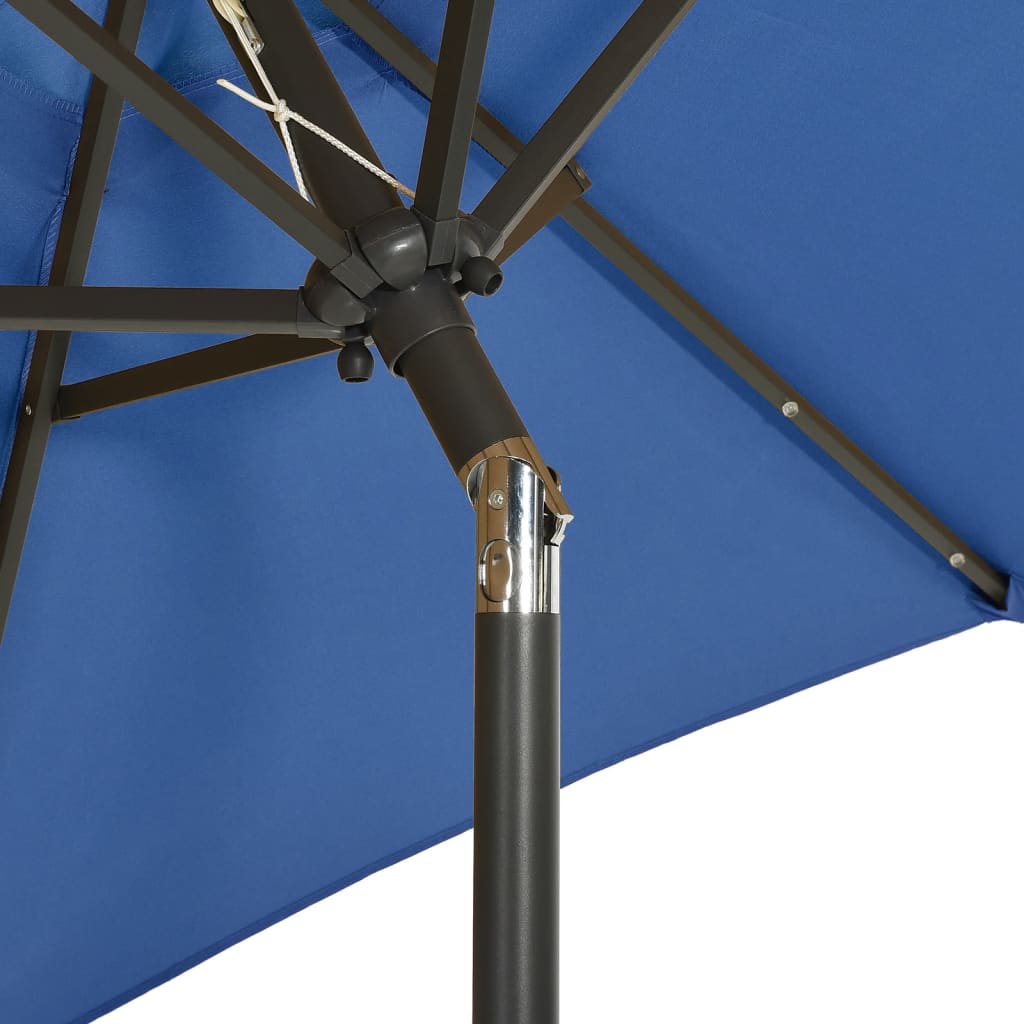 Parasol with LED Lights Azure Blue 200x211 cm Aluminium