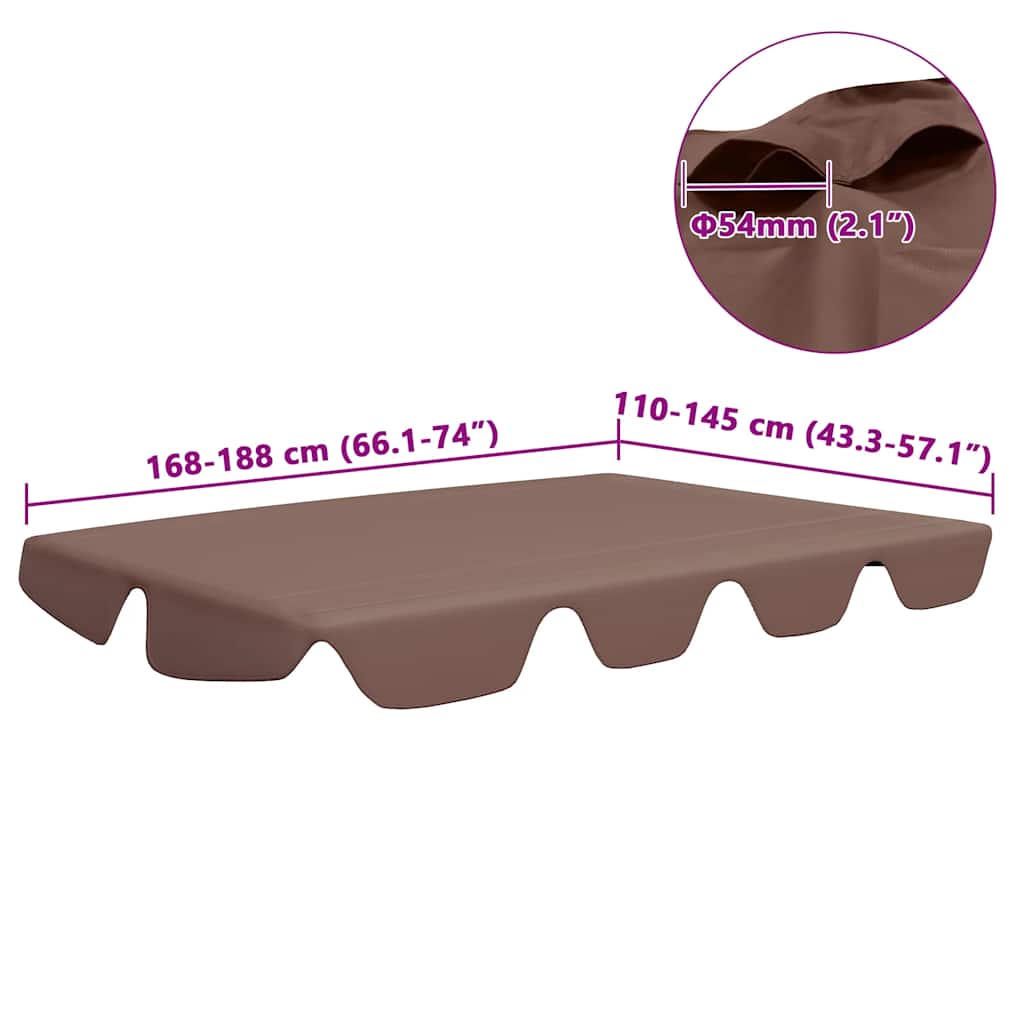 Replacement Canopy for Garden Swing Brown 188/168x145/110 cm