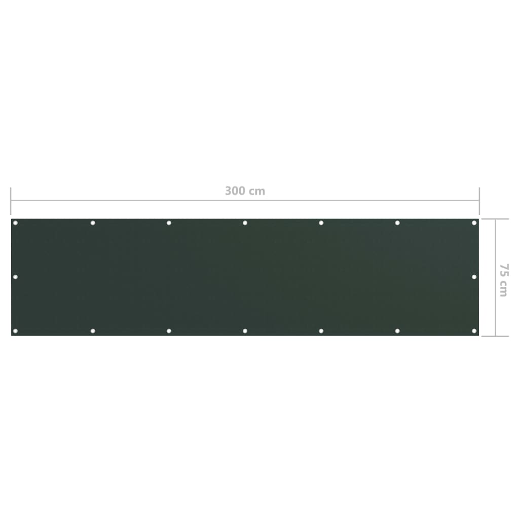 Balcony Screen Dark Green 75x300 cm Oxford Fabric