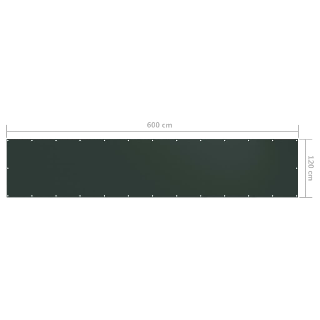 Balcony Screen Dark Green 120x600 cm Oxford Fabric