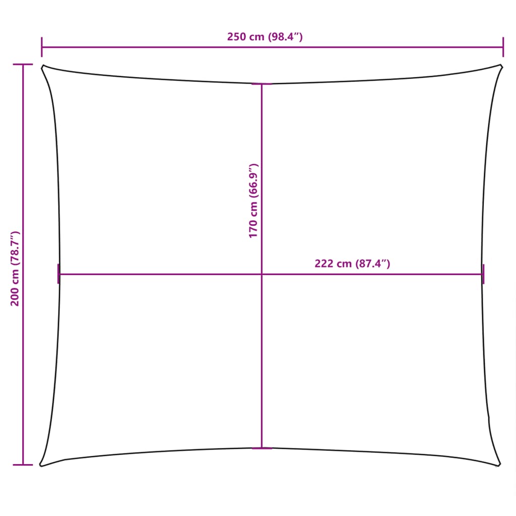 Sunshade Sail Oxford Fabric Rectangular 2x2.5 m Cream