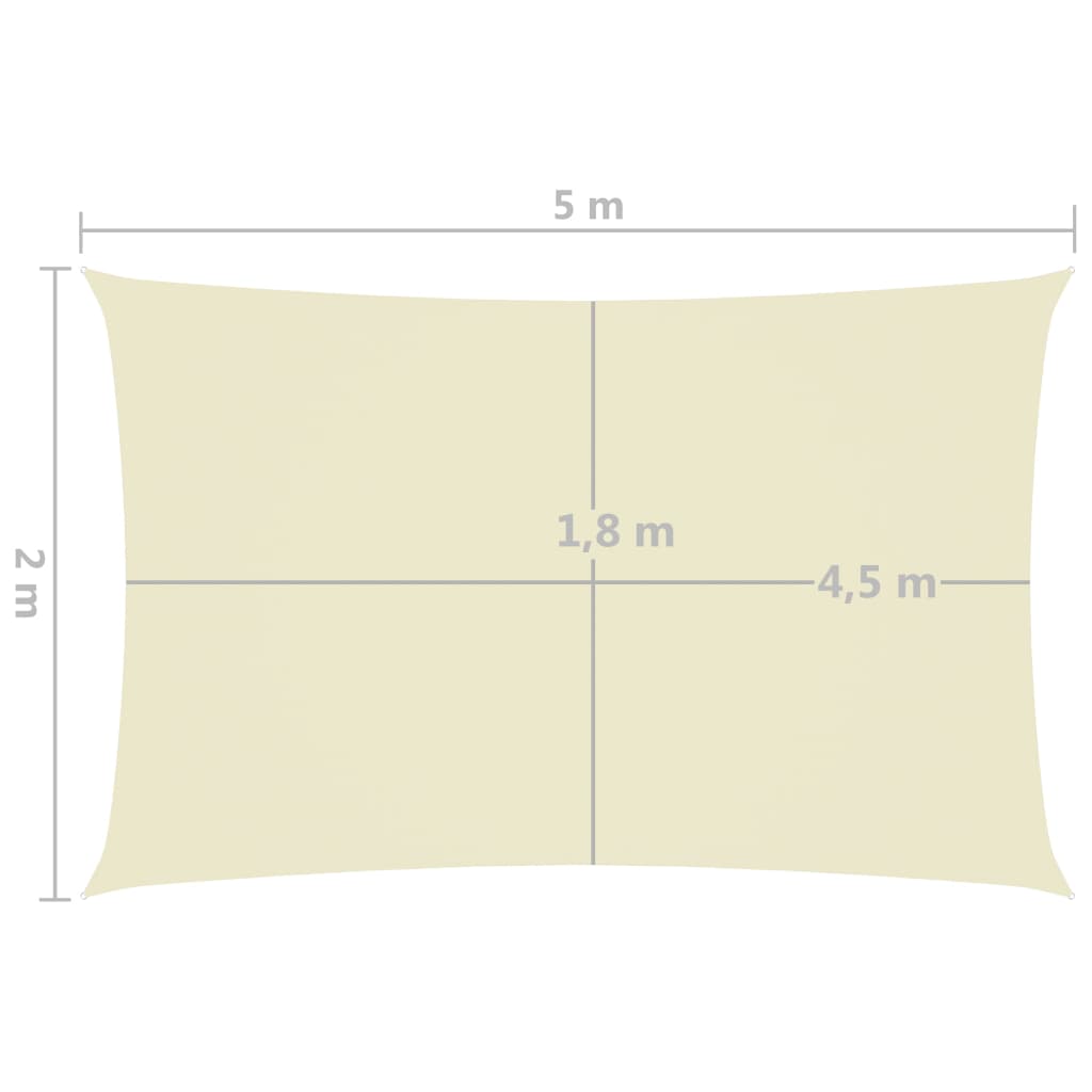 Sunshade Sail Oxford Fabric Rectangular 2x5 m Cream