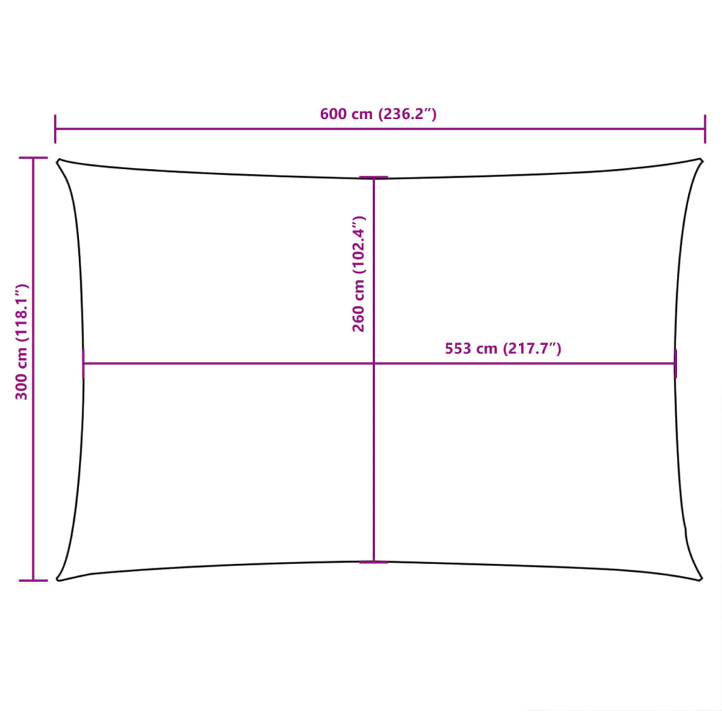 Sunshade Sail Oxford Fabric Rectangular 3x6 m Cream