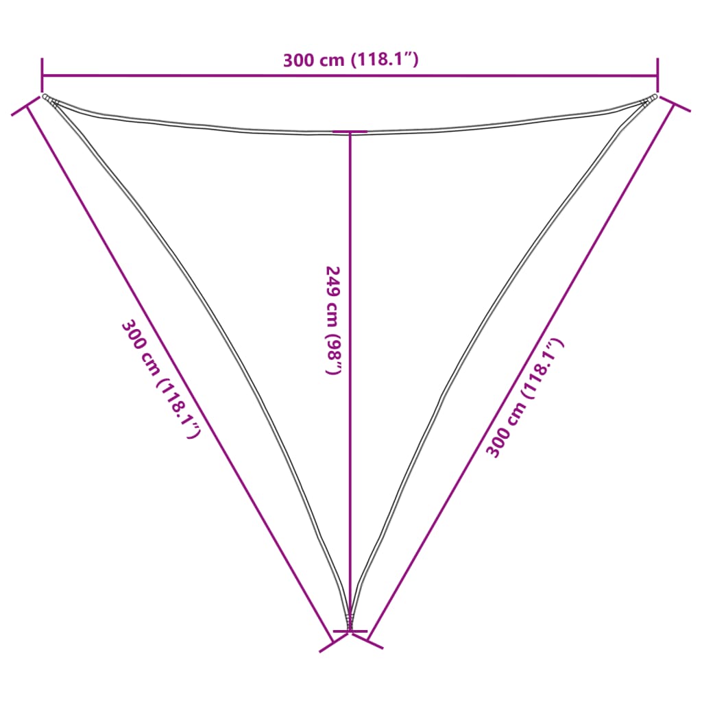 Sunshade Sail Oxford Fabric Triangular 3x3x3 m Cream