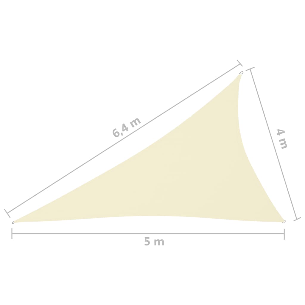 Sunshade Sail Oxford Fabric Triangular 4x5x6.4 m Cream