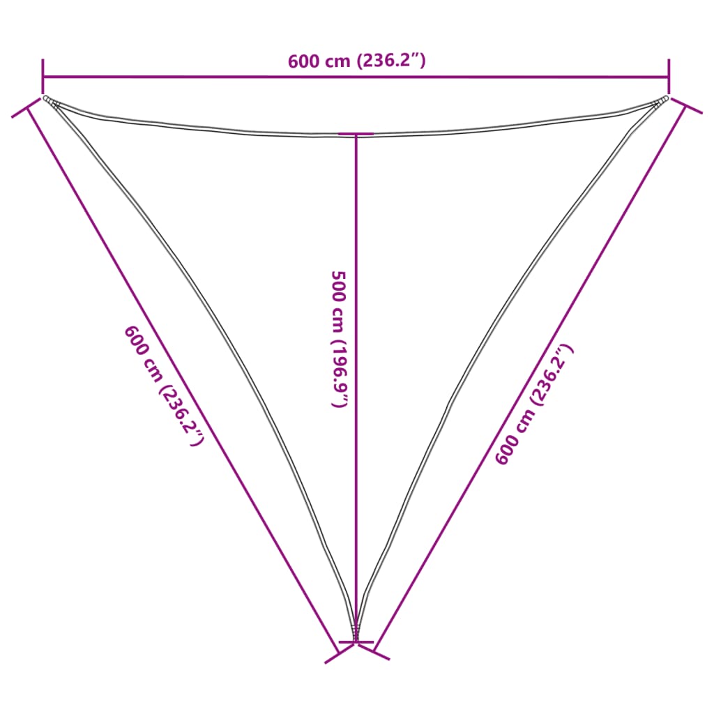 Sunshade Sail Oxford Fabric Triangular 6x6x6 m White