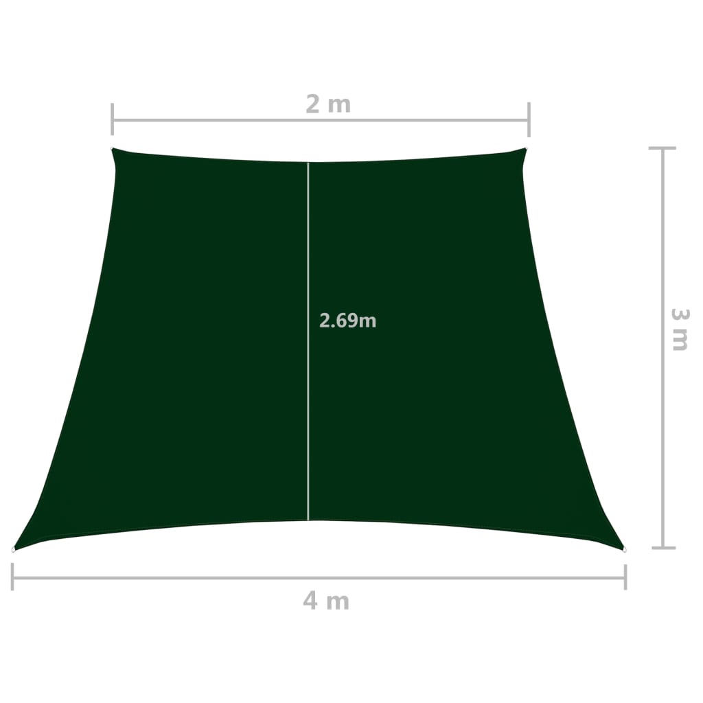 Sunshade Sail Oxford Fabric Trapezium 2/4x3 m Dark Green