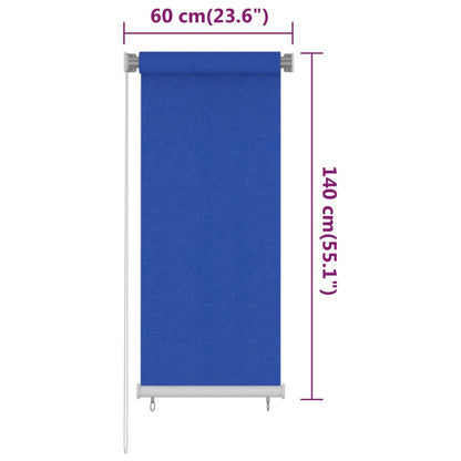 Outdoor Roller Blind 60x140 cm Blue HDPE
