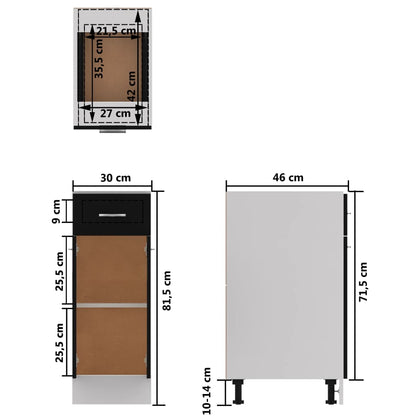 Drawer Bottom Cabinet Black 30x46x81.5 cm Engineered Wood