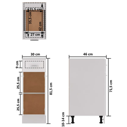 Drawer Bottom Cabinet High Gloss White 30x46x81.5 cm Engineered Wood