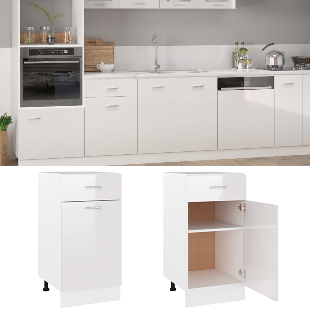 Drawer Bottom Cabinet High Gloss White 40x46x81.5 cm Engineered Wood