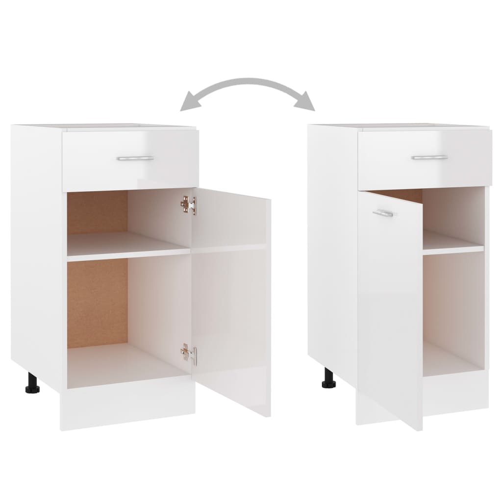 Drawer Bottom Cabinet High Gloss White 40x46x81.5 cm Engineered Wood