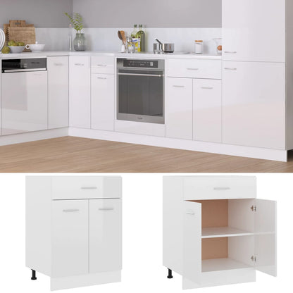 Drawer Bottom Cabinet High Gloss White 60x46x81.5 cm Engineered Wood