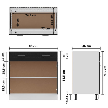 Drawer Bottom Cabinet Black 80x46x81.5 cm Engineered Wood