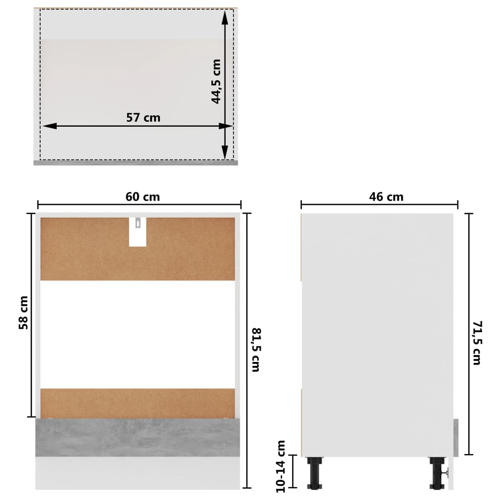 Oven Cabinet Concrete Grey 60x46x81.5 cm Engineered Wood