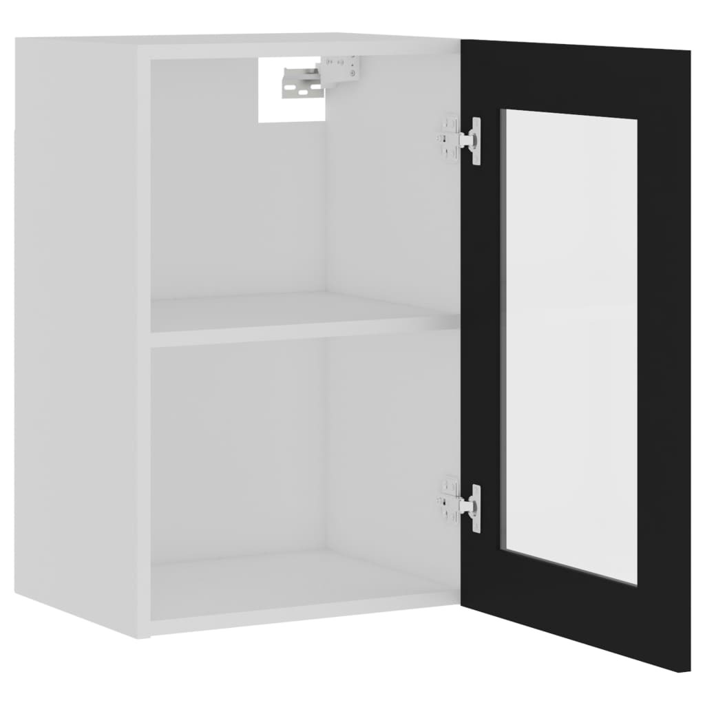 Hanging Glass Cabinet Black 40x31x60 cm Engineered Wood