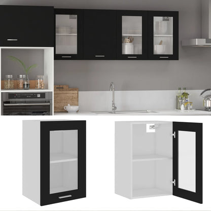 Hanging Glass Cabinet Black 40x31x60 cm Engineered Wood