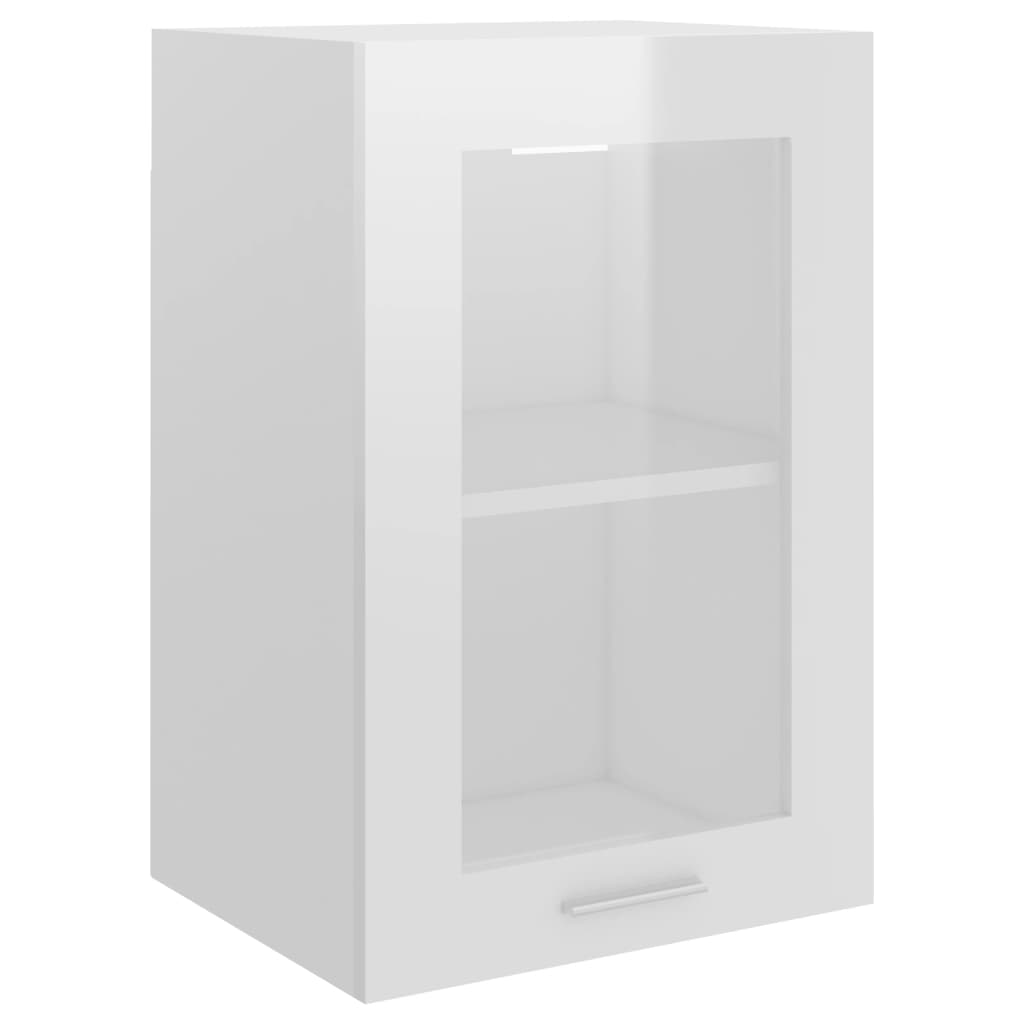 Hanging Glass Cabinet High Gloss White 40x31x60 cm Engineered Wood