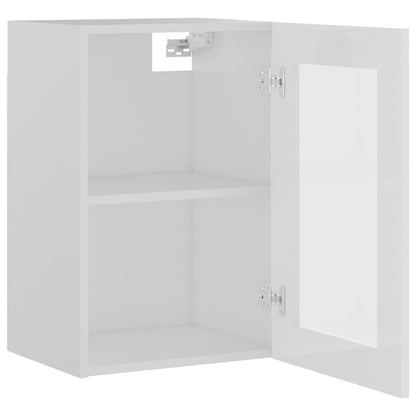 Hanging Glass Cabinet High Gloss White 40x31x60 cm Engineered Wood