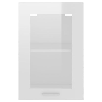 Hanging Glass Cabinet High Gloss White 40x31x60 cm Engineered Wood