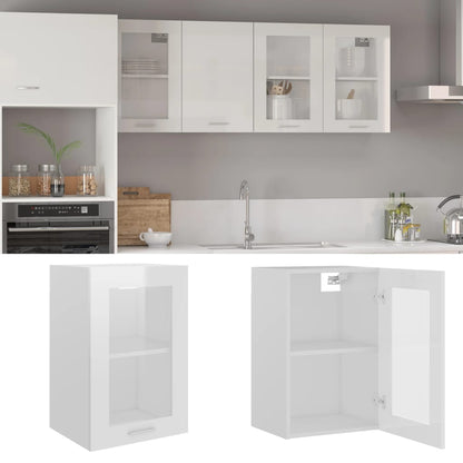 Hanging Glass Cabinet High Gloss White 40x31x60 cm Engineered Wood