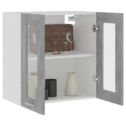 Hanging Glass Cabinet Concrete Grey  60x31x60 cm Engineered Wood