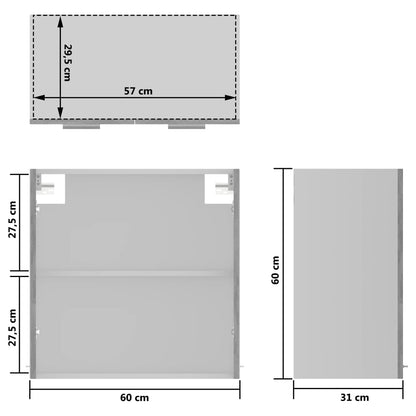 Hanging Glass Cabinet Concrete Grey  60x31x60 cm Engineered Wood