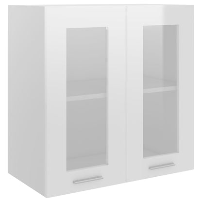 Hanging Glass Cabinet High Gloss White  60x31x60 cm Engineered Wood