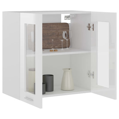 Hanging Glass Cabinet High Gloss White  60x31x60 cm Engineered Wood