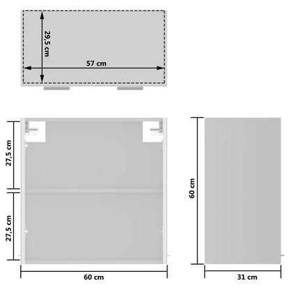 Hanging Glass Cabinet High Gloss White  60x31x60 cm Engineered Wood