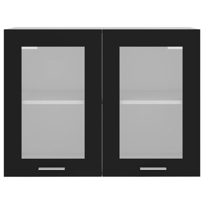 Hanging Glass Cabinet Black 80x31x60 cm Engineered Wood