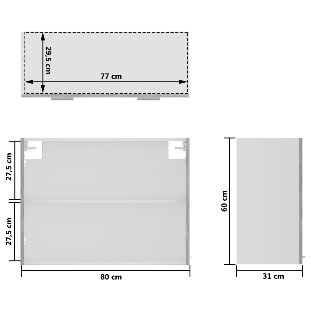 Hanging Glass Cabinet Concrete Grey 80x31x60 cm Engineered Wood