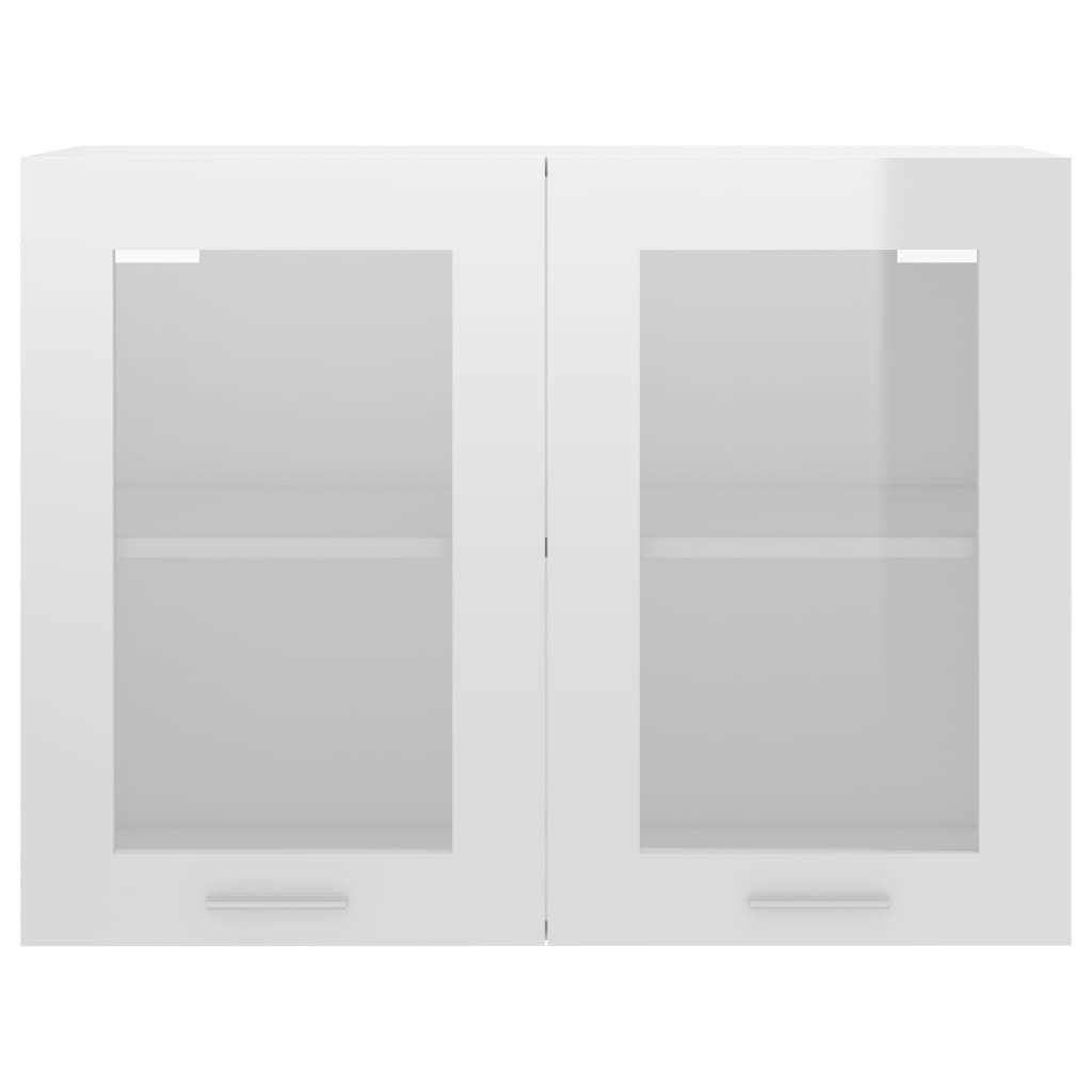 Hanging Glass Cabinet High Gloss White 80x31x60 cm Engineered Wood